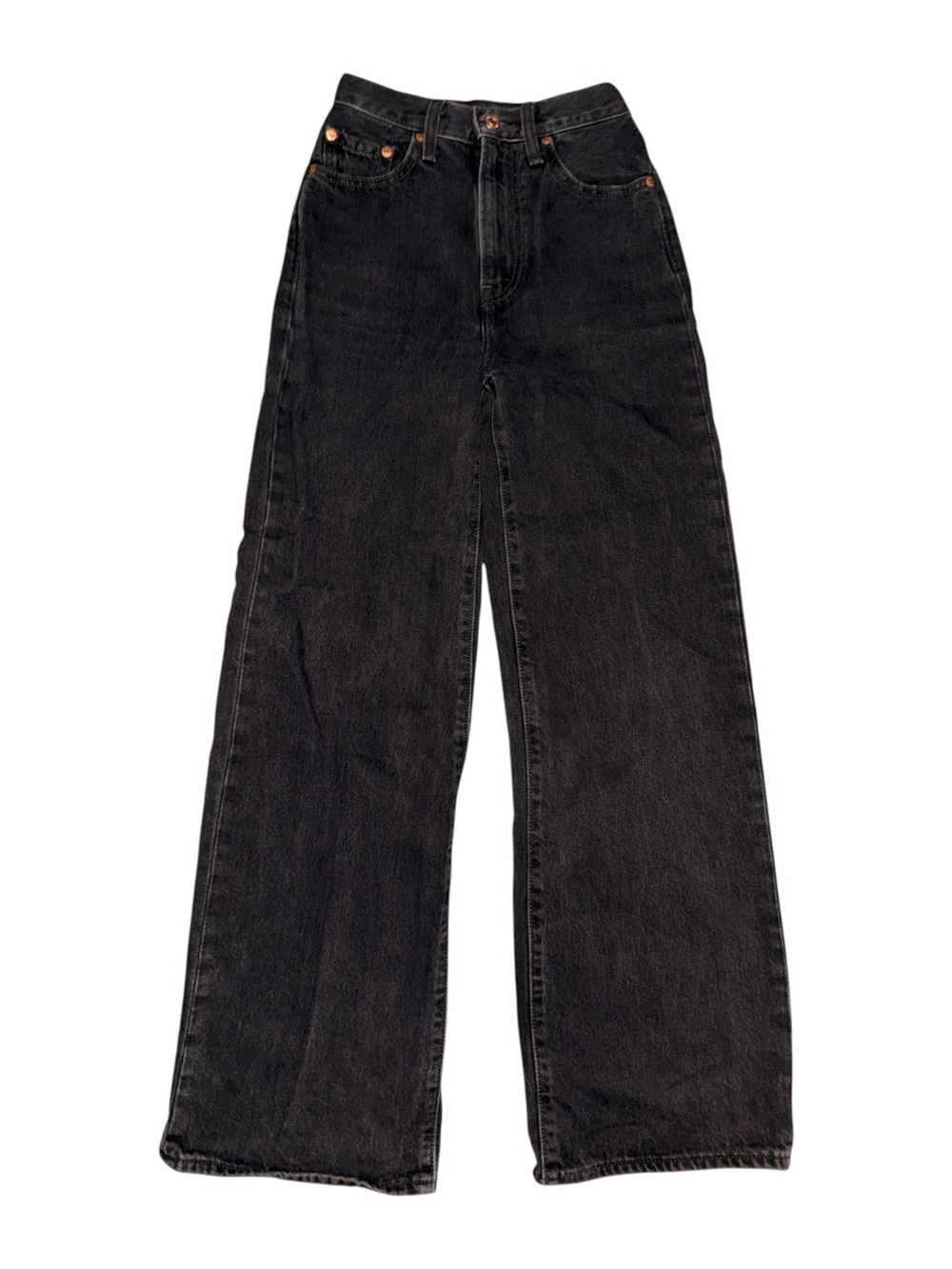 Levi’s Ribcage Wide Leg Jeans Women’s 24x30 Black High Rise Premium Denim